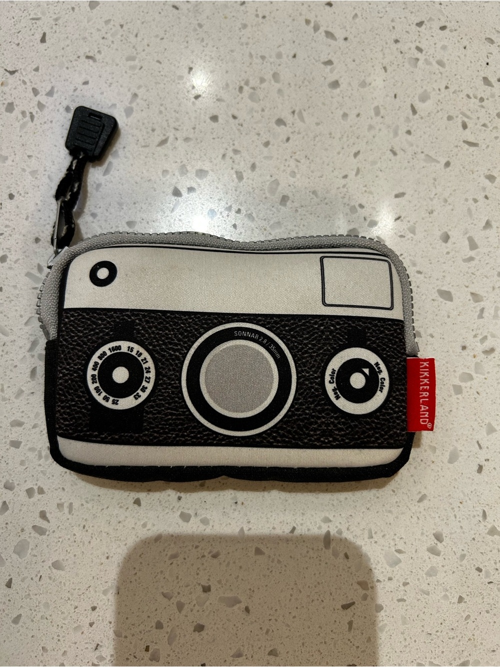 Kikkerland Black and White Camera-Shaped Zipper Pouch